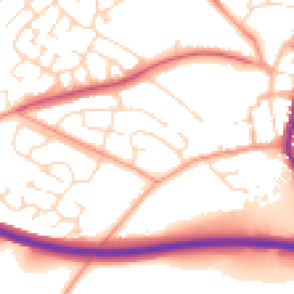 Daytime road noise heatmap for LE17 4DA