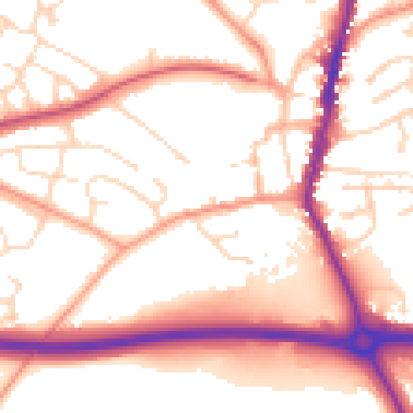 Daytime road noise heatmap for LE17 4DB