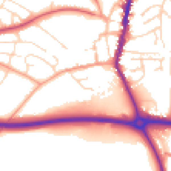 Daytime road noise heatmap for LE17 4DD