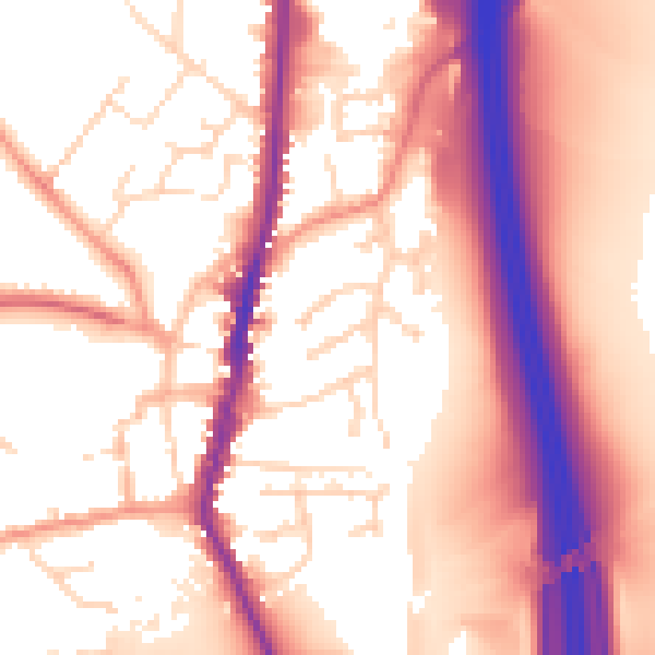 Daytime road noise heatmap for LE17 4DP