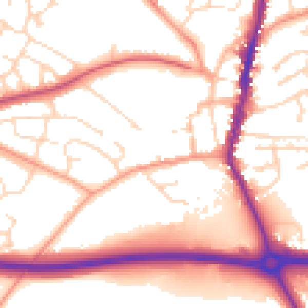 Daytime road noise heatmap for LE17 4DQ