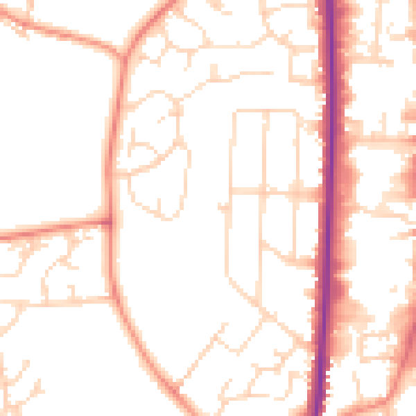 Daytime road noise heatmap for LE17 4NB