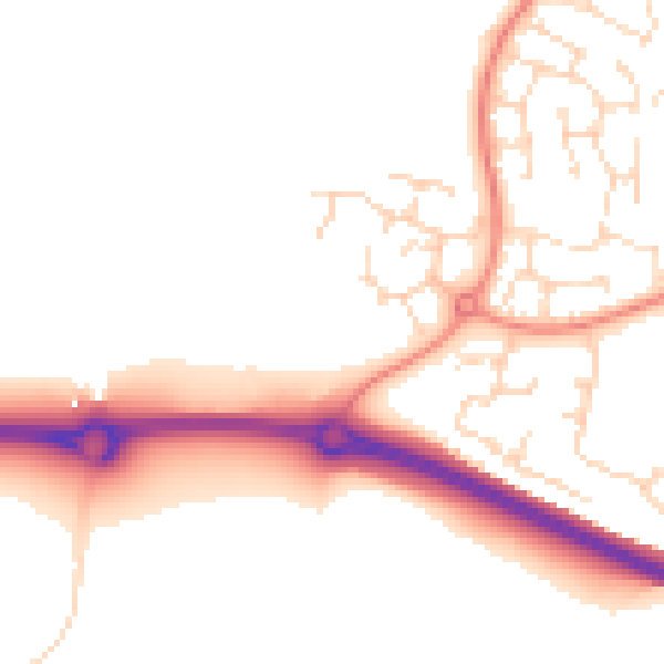 Daytime road noise heatmap for LE17 4UU