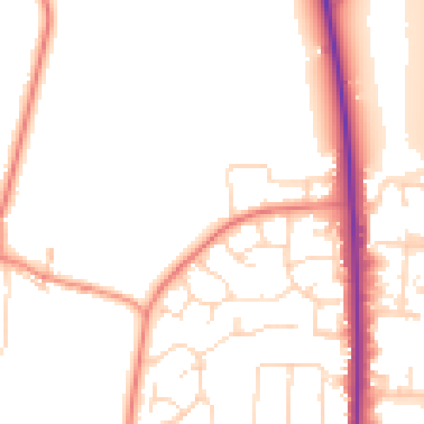 Daytime road noise heatmap for LE17 4UY
