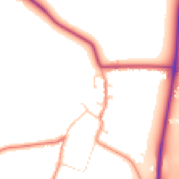 Daytime road noise heatmap for LE17 5JG