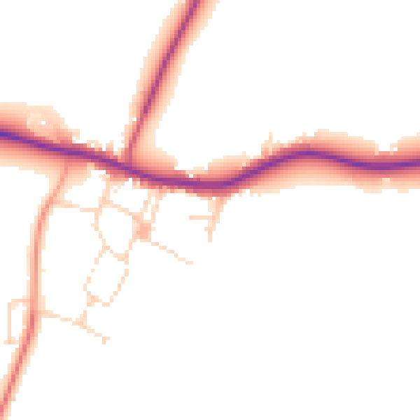 Daytime road noise heatmap for LE17 6HX