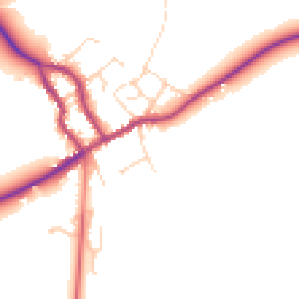 Daytime road noise heatmap for LE17 6LN