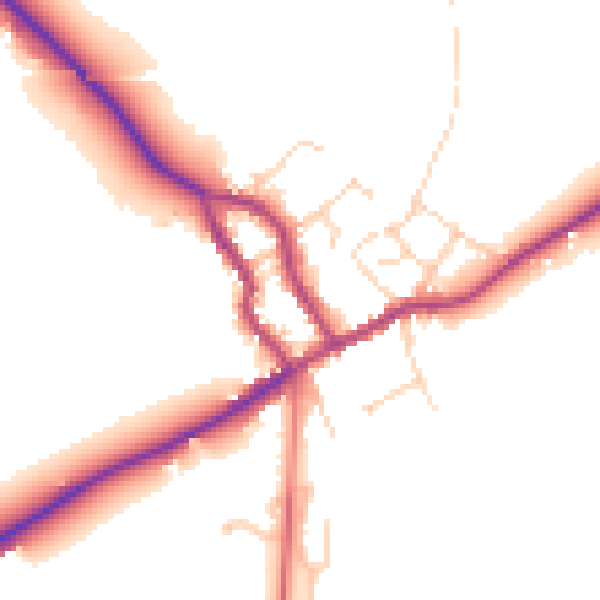 Daytime road noise heatmap for LE17 6LQ