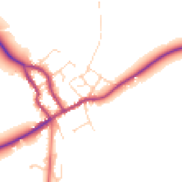 Daytime road noise heatmap for LE17 6LT
