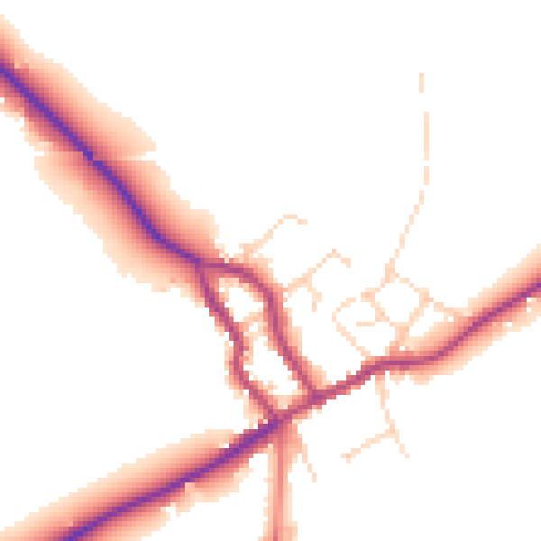 Daytime road noise heatmap for LE17 6LW