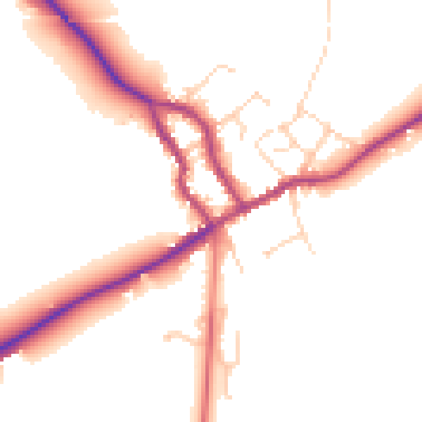 Daytime road noise heatmap for LE17 6LX