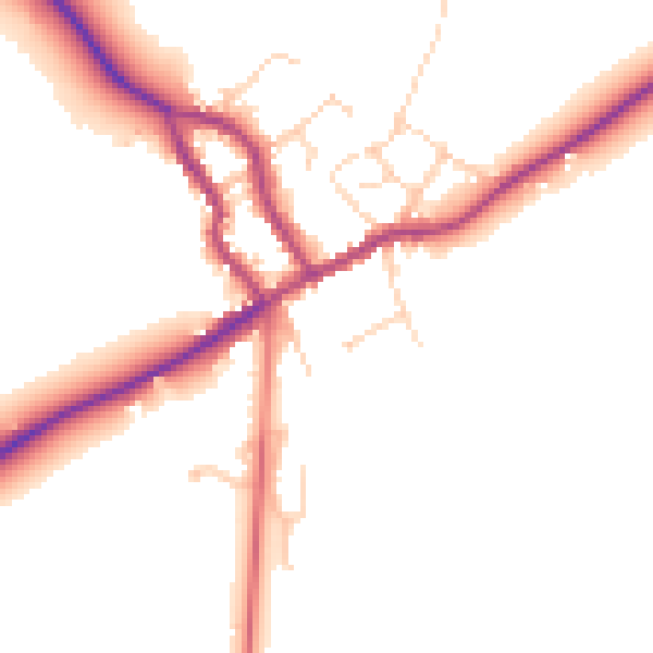 Daytime road noise heatmap for LE17 6NB