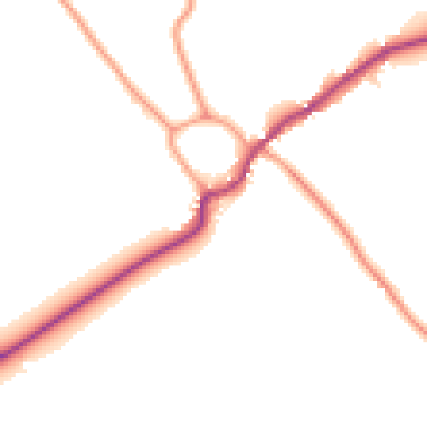 Daytime road noise heatmap for LE17 6QW