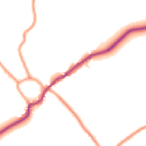 Daytime road noise heatmap for LE17 6QZ