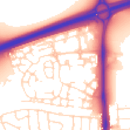 Daytime road noise heatmap for LE4 3ND