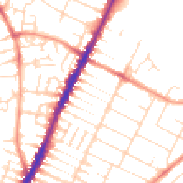 Daytime road noise heatmap for LE4 6QD