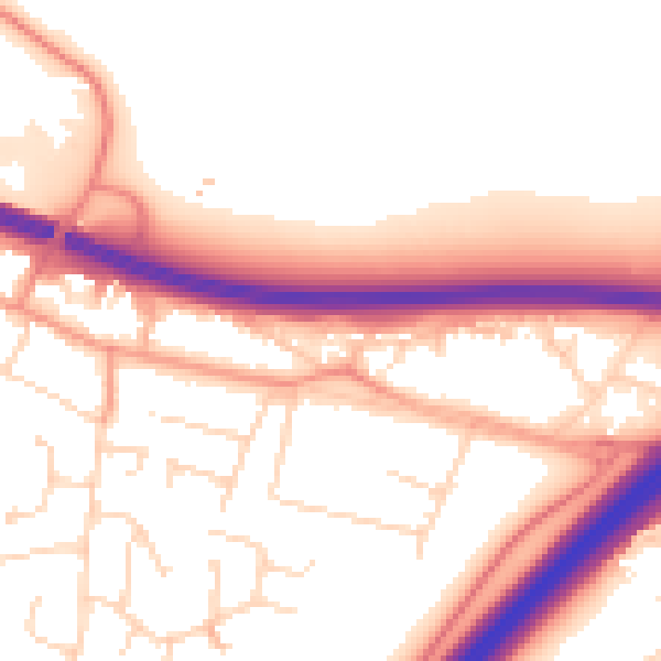 Daytime road noise heatmap for LE6 0AZ