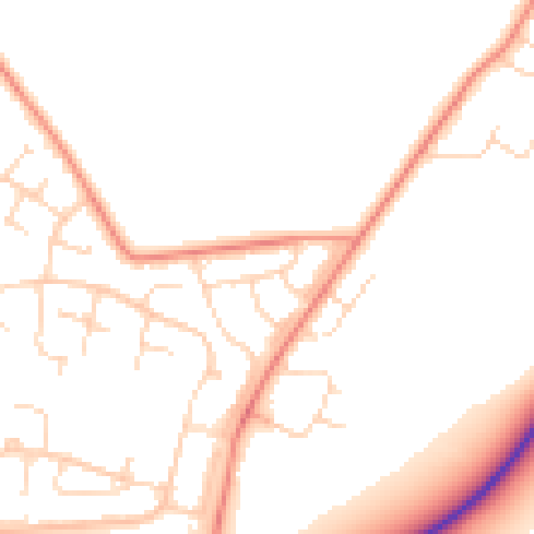Daytime road noise heatmap for LE7 3QW