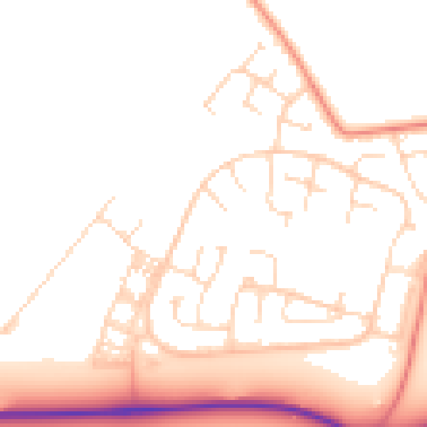Daytime road noise heatmap for LE7 3SW