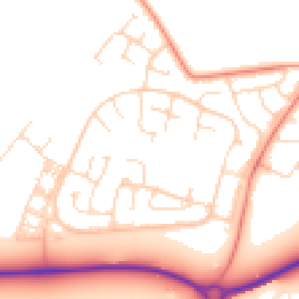 Daytime road noise heatmap for LE7 3ZY