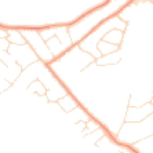 Daytime road noise heatmap for LE9 2AA