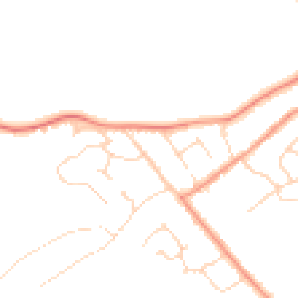 Daytime road noise heatmap for LE9 2BN