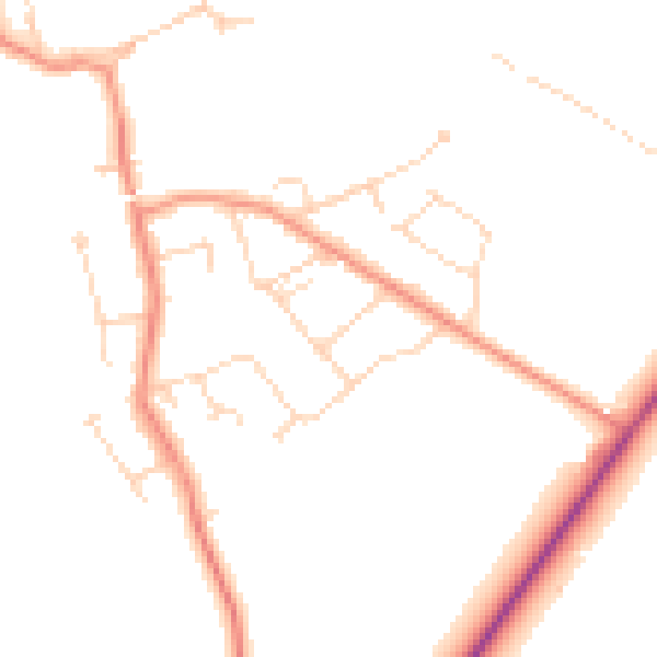 Daytime road noise heatmap for LE9 3GY
