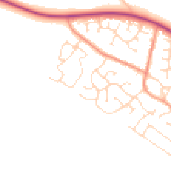 Daytime road noise heatmap for LE9 6QQ