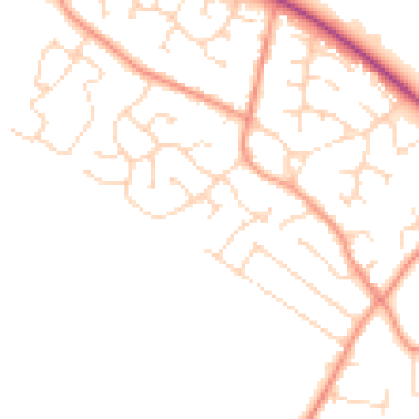 Daytime road noise heatmap for LE9 6QU