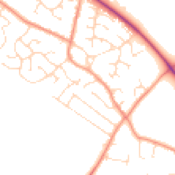 Daytime road noise heatmap for LE9 6RF