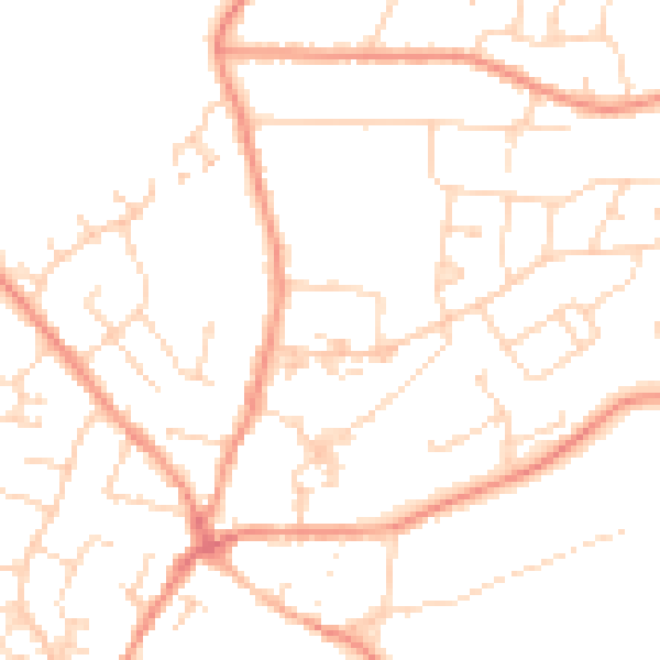 Daytime road noise heatmap for LE9 8BG