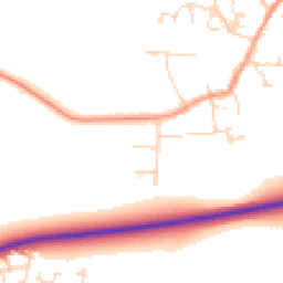 Daytime road noise heatmap for LE9 8DB