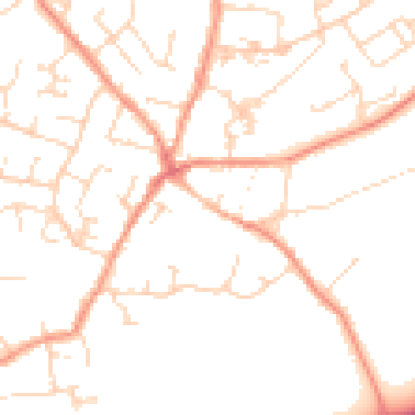 Daytime road noise heatmap for LE9 8DD