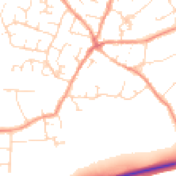 Daytime road noise heatmap for LE9 8DZ