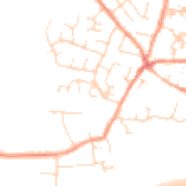 Daytime road noise heatmap for LE9 8EQ