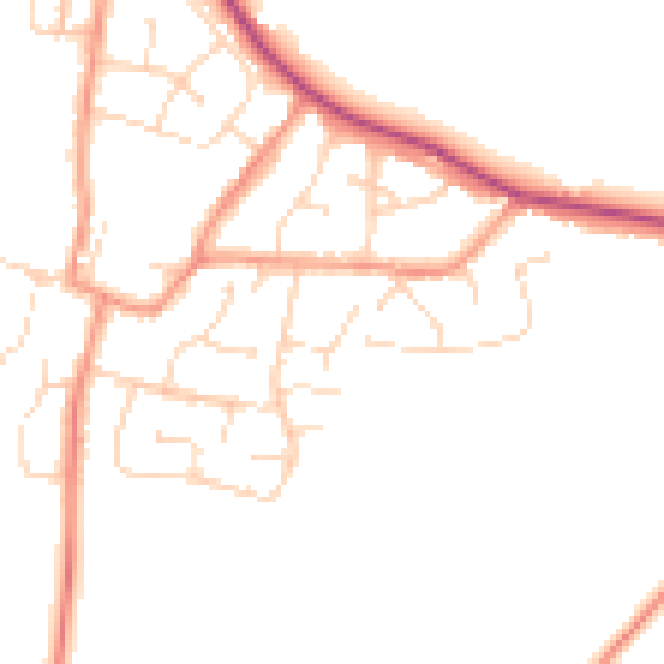 Daytime road noise heatmap for LE9 9LZ