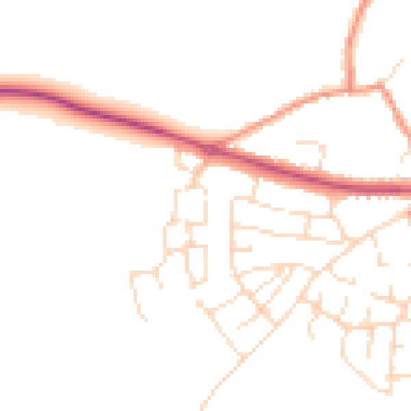 Daytime road noise heatmap for LE9 9NY