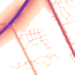 Daytime road noise heatmap for LN1 1AD