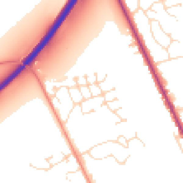 Daytime road noise heatmap for LN1 1AL