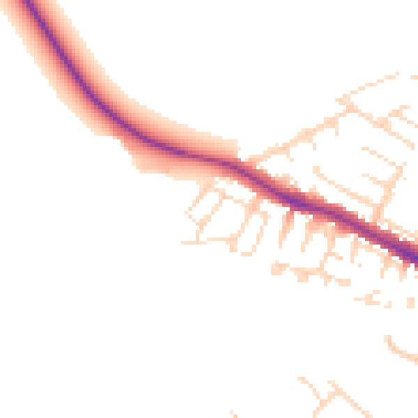 Daytime road noise heatmap for LN1 1BH