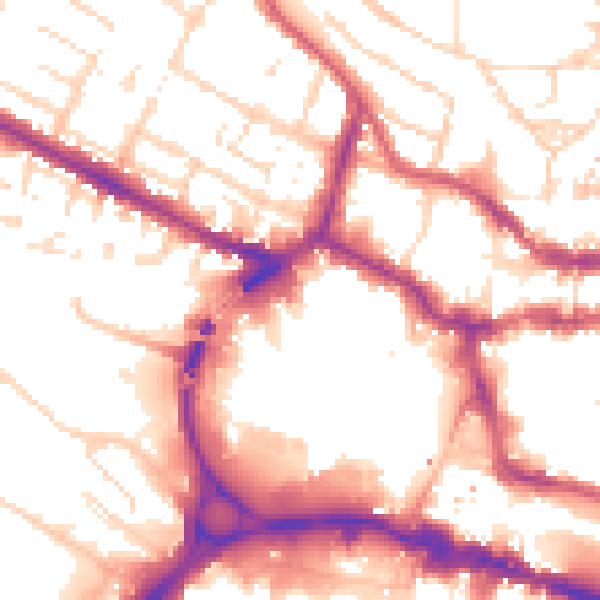 Daytime road noise heatmap for LN1 1BN