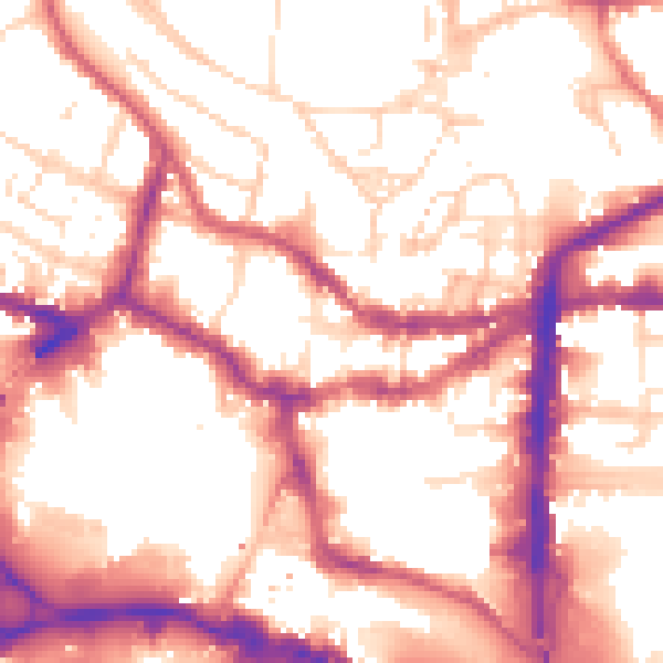 Daytime road noise heatmap for LN1 1BT