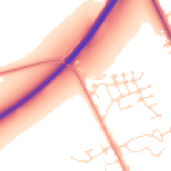Daytime road noise heatmap for LN1 1EQ