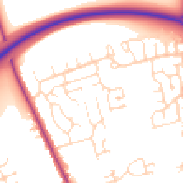 Daytime road noise heatmap for LN1 3PJ