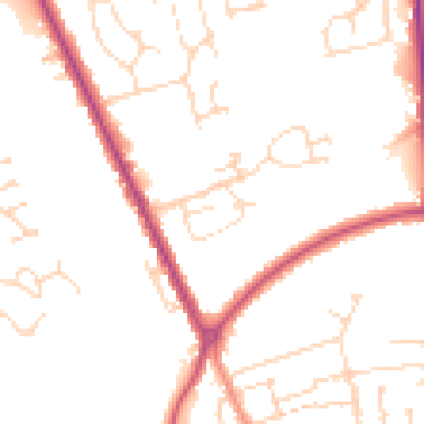 Daytime road noise heatmap for LN1 3UE