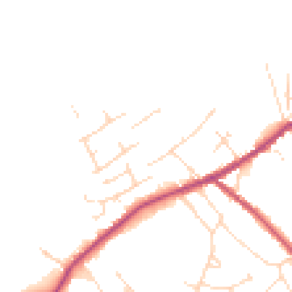 Daytime road noise heatmap for LN13 0AE