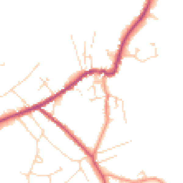 Daytime road noise heatmap for LN13 9AL