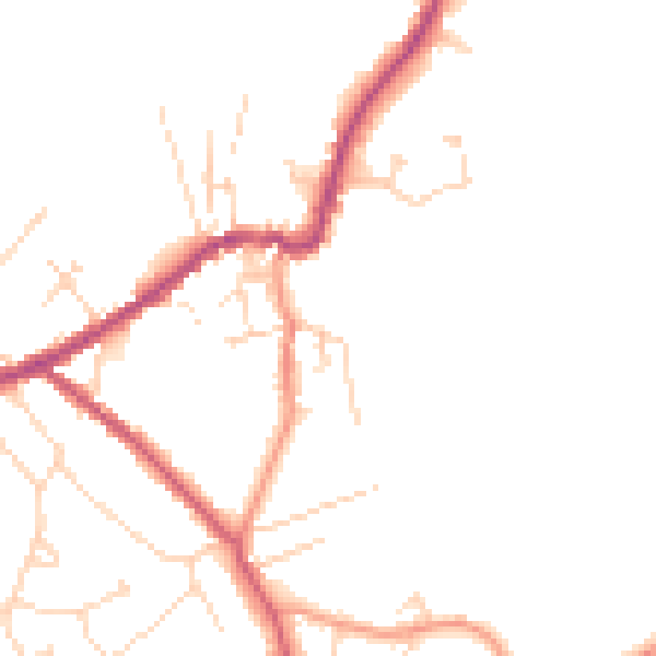 Daytime road noise heatmap for LN13 9BW