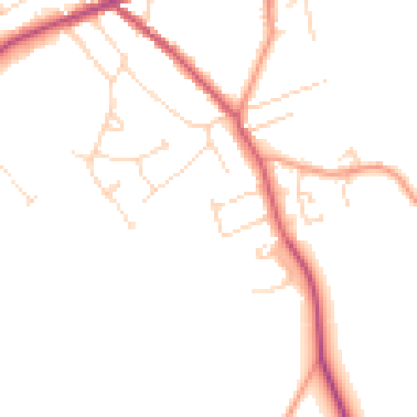 Daytime road noise heatmap for LN13 9BY