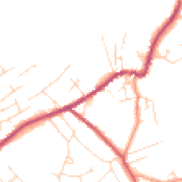 Daytime road noise heatmap for LN13 9DJ
